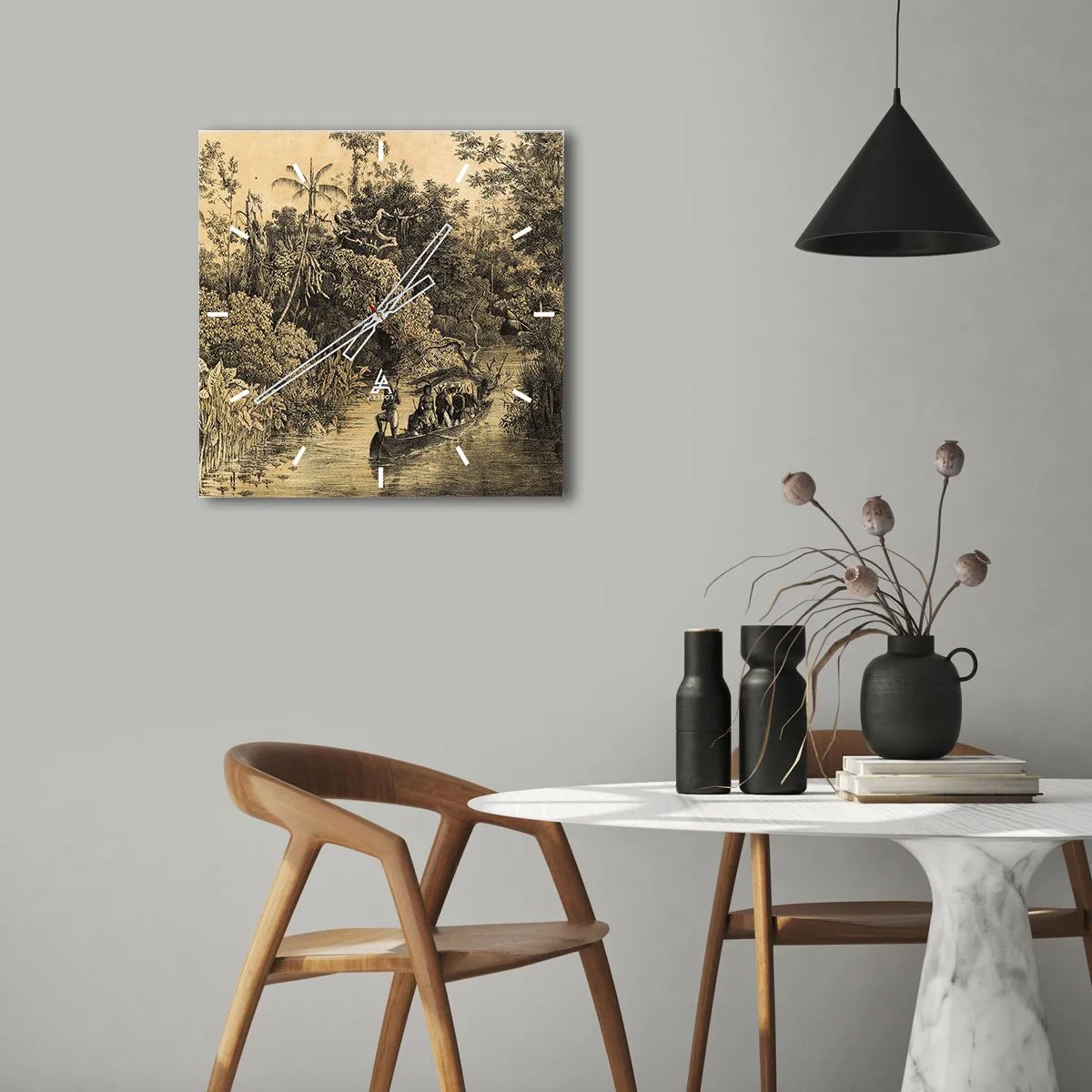 Wanduhr - Glasuhr - Expedition zur Quelle - 30x30 cm