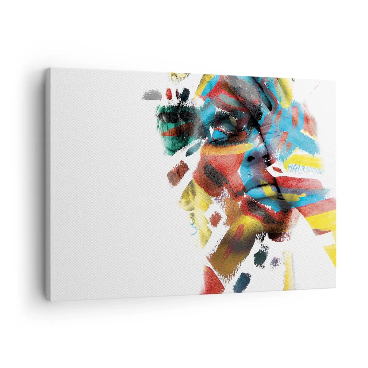 Bild auf Leinwand - Leinwandbild - Abstraktes Porträt in lebendigen Farben - 70x50cm - Eine bunte Persönlichkeit - Moderne Wanddekoration für Wohnzimmer und Schlafzimmer ARTTOR