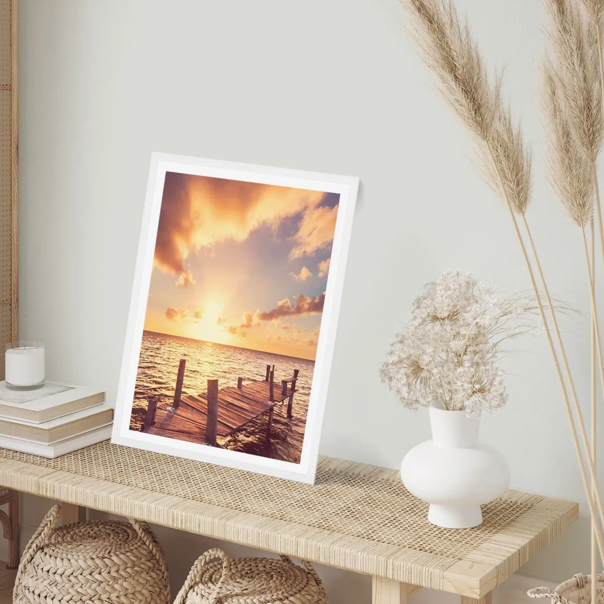 Poster in einem weißen Rahmen - Das goldene Land der Sanftmut - 40x50 cm