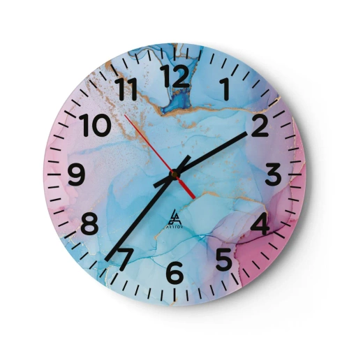 Wanduhr - Glasuhr - Begegnung und Durchdringung - 40x40 cm