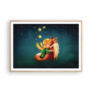 Poster in einem Rahmen aus heller Eiche - Kleiner Prinz - 100x70 cm
