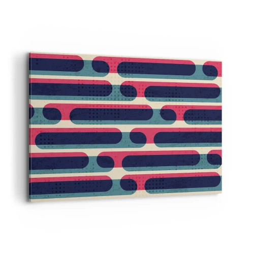 Bild auf Leinwand - Leinwandbild - Geometrisches Retro-Muster mit Pastellfarben - 100x70cm - In die Tiefe und vorwärts - Moderne Wanddekoration für Wohnzimmer und Schlafzimmer ARTTOR