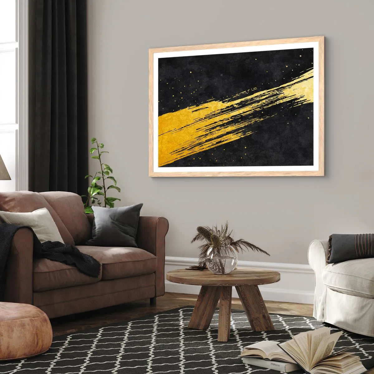 Poster in einem Rahmen aus heller Eiche - Sprung in den Hyperraum - 100x70 cm