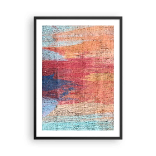 Poster in einem schwarzem Rahmen - Abstrakte Pinselstriche in warmen und kühlen Tönen - 50x70cm - Renne den Regenbogen hinunter - Moderne Wanddekoration für Wohnzimmer und Schlafzimmer ARTTOR