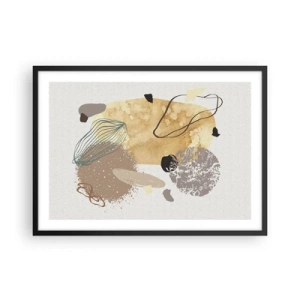 Poster in einem schwarzem Rahmen - Eine Komposition aus abstrakten Formen in Beige und Gelb. - 70x50cm - Angewandte Plumkologie - Moderne Wanddekoration für Wohnzimmer und Schlafzimmer ARTTOR