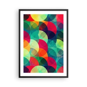Poster in einem schwarzem Rahmen - Abstrakte, bunte Kreise, die sich überlappen - 50x70cm - Aufstieg zum Regenbogen - Moderne Wanddekoration für Wohnzimmer und Schlafzimmer ARTTOR