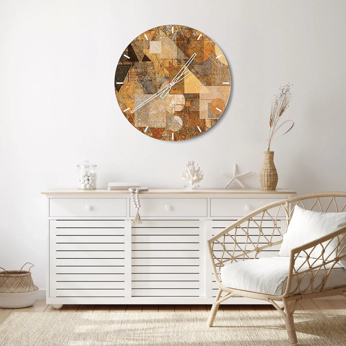 Wanduhr - Glasuhr - Eine kubistische Studie aus Bronze - 40x40 cm