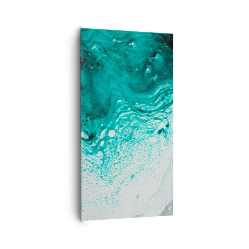 Bild auf Leinwand - Leinwandbild - Verschmelzen in Weiß und Türkis - 65x120 cm