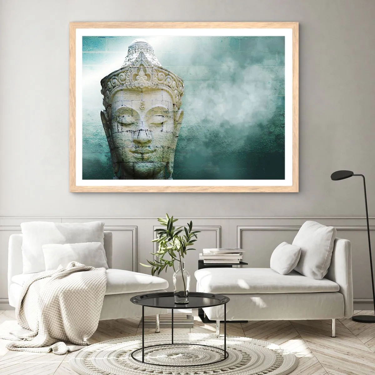 Poster in einem Rahmen aus heller Eiche - Auf der Suche nach dem Licht - 100x70 cm