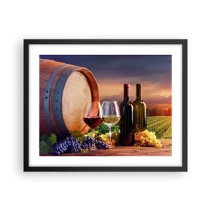 Poster in einem schwarzem Rahmen - Hier schmeckt das Leben - 50x40 cm