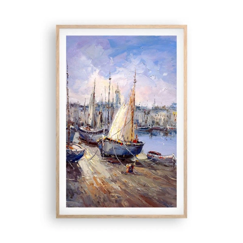 Poster in einem Rahmen aus heller Eiche - Stadt an der Bucht - 61x91 cm
