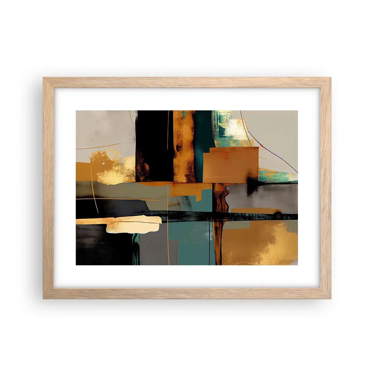 Poster in einem Rahmen aus heller Eiche - Abstraktion – Licht und Schatten - 40x30 cm