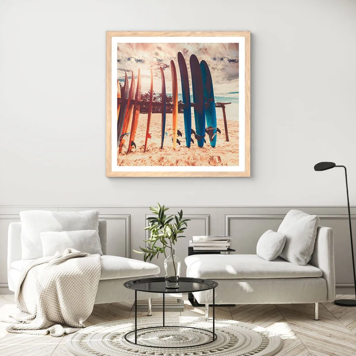 Poster in einem Rahmen aus heller Eiche - Gute Nacht bis morgen - 60x60 cm