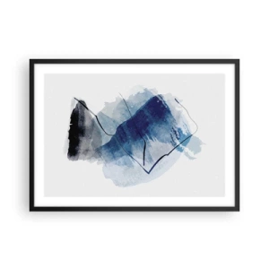 Poster in einem schwarzem Rahmen - Abstrakte Formen in Blautönen mit zarten Linien - 70x50cm - Eisberg - Moderne Wanddekoration für Wohnzimmer und Schlafzimmer ARTTOR