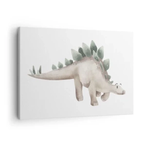 Bild auf Leinwand - Leinwandbild - Ein süßer Dinosaurier in Pastellfarben - 70x50cm - Euer Freund - Moderne Wanddekoration für Wohnzimmer und Schlafzimmer ARTTOR