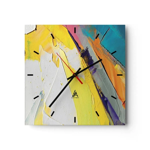 Wanduhr - Glasuhr - Eine abstrakte Komposition in intensiven Farben - 30x30cm - Die Anatomie des Lichts - Moderne Wanddekoration für Wohnzimmer und Schlafzimmer ARTTOR