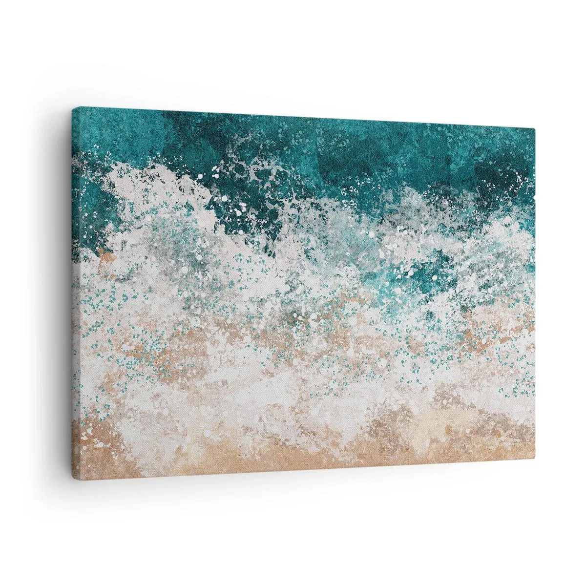 Bild auf Leinwand - Leinwandbild - Abstrakte Meereswelle in Türkis- und Beigetönen - 70x50cm - Meeresgeschichten - Moderne Wanddekoration für Wohnzimmer und Schlafzimmer ARTTOR