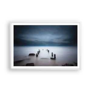 Poster in einem weißen Rahmen - Nachdenklicher See - 91x61 cm