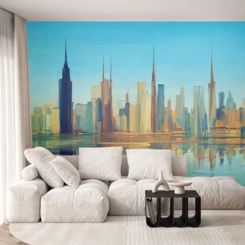 Maßgeschneiderte Fototapete Premium Canvas - Sonnige Metropole - Stadt, Die Architektur, Stück