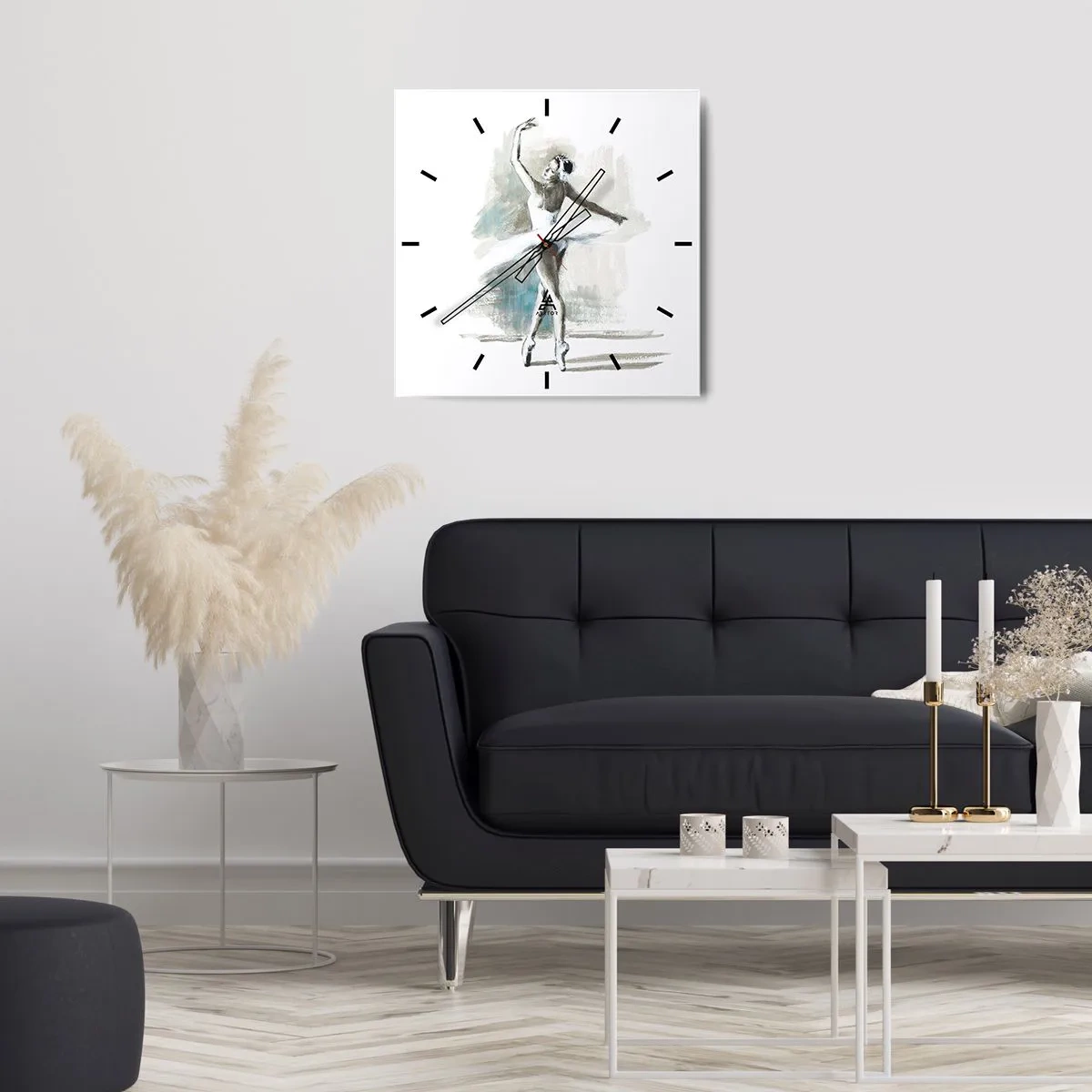 Wanduhr - Glasuhr - In einen Schwan verzaubert - 40x40 cm