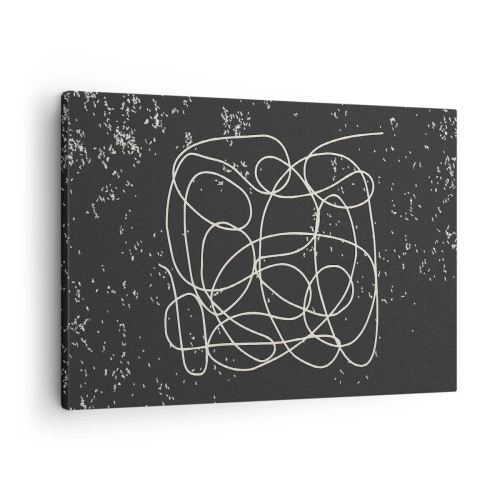 Bild auf Leinwand - Leinwandbild - Abstrakte Linie auf schwarzem Hintergrund mit feinen Details - 70x50cm - Wandernde, umherschweifende Gedanken - Moderne Wanddekoration für Wohnzimmer und Schlafzimmer ARTTOR