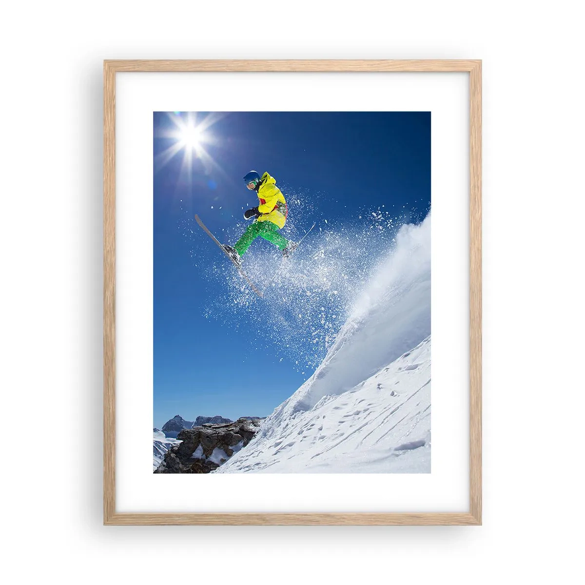 Poster in einem Rahmen aus heller Eiche - Tanzen mit den Bergen - 40x50 cm