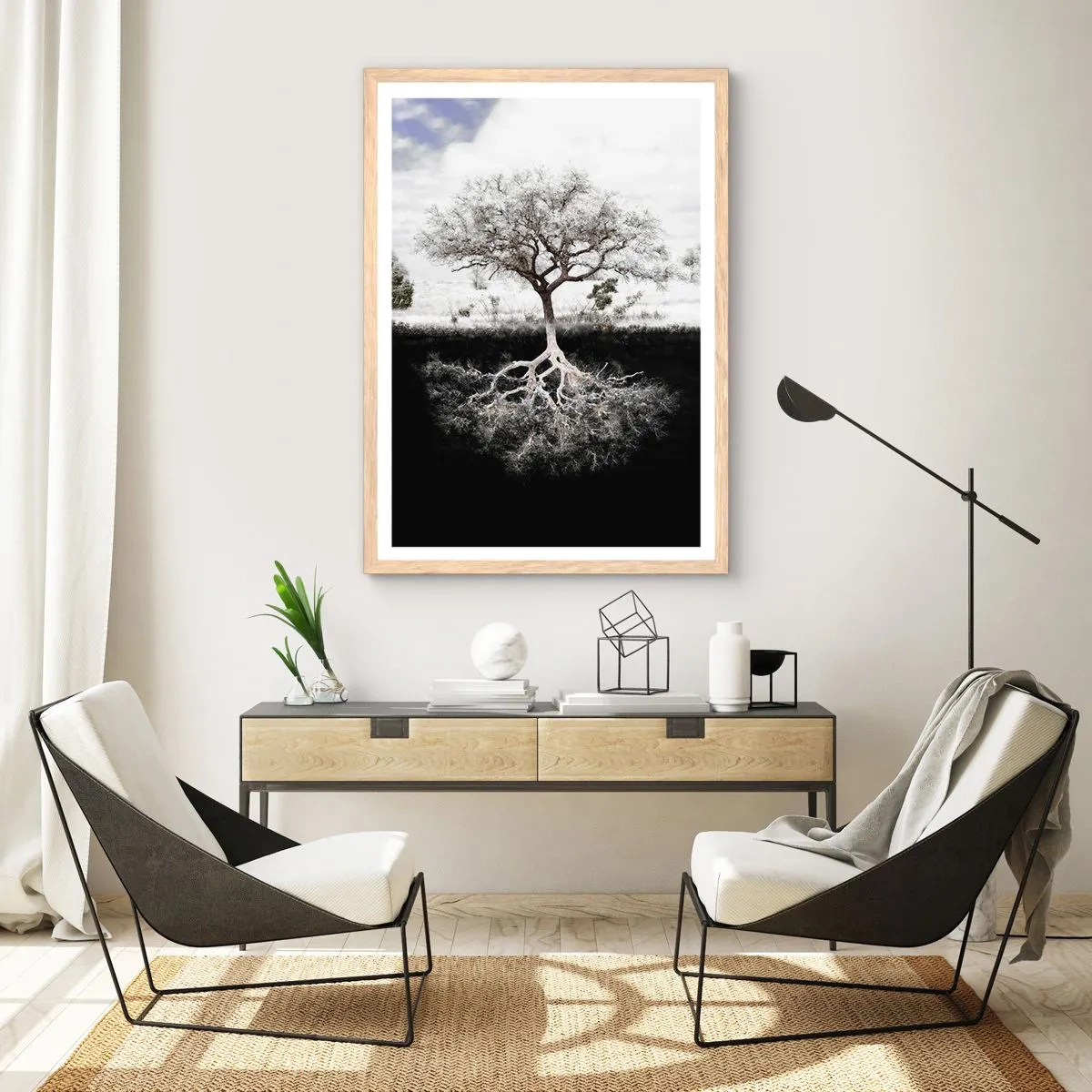 Poster in einem Rahmen aus heller Eiche - Die Natur der Welt entdecken - 70x100 cm