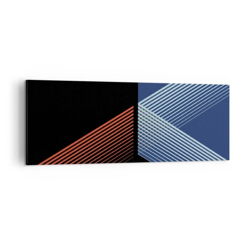 Bild auf Leinwand - Leinwandbild - Geometrische Linien in Rot- und Blautönen - 140x50cm - Eine einfache Geschichte - Moderne Wanddekoration für Wohnzimmer und Schlafzimmer ARTTOR