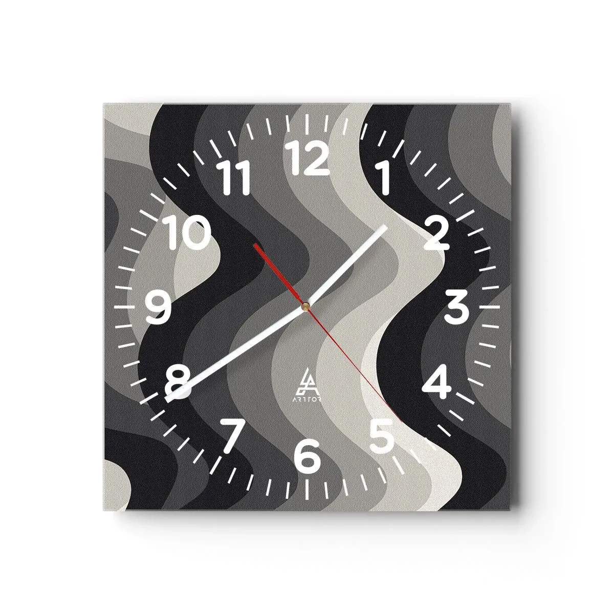 Wanduhr - Glasuhr - Eine Welle nach der anderen - 40x40 cm