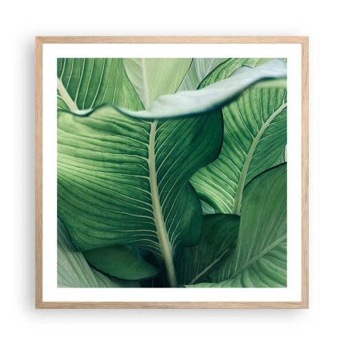 Poster in einem Rahmen aus heller Eiche - Intensiv grünes Leben - 60x60 cm