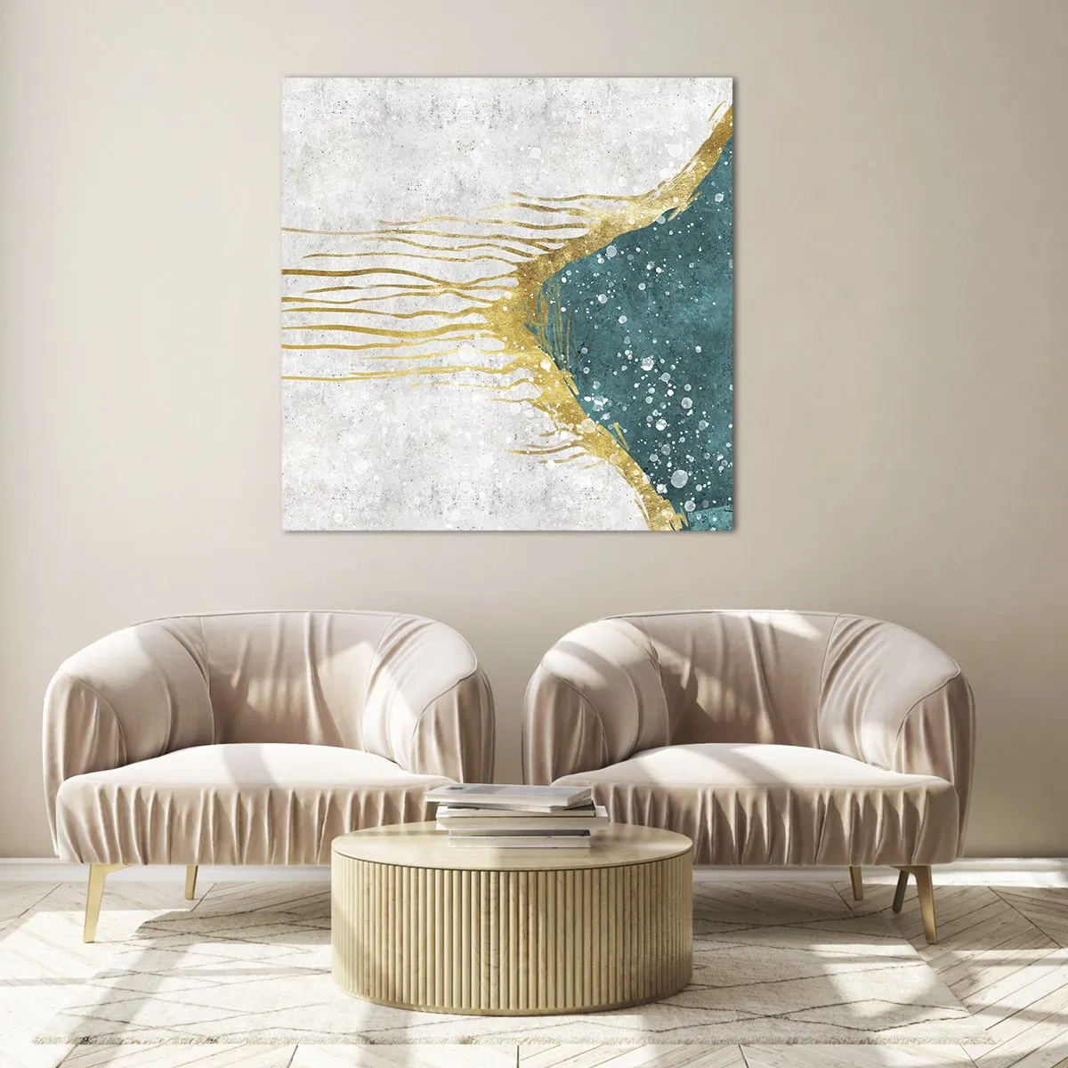 Glasbild - Bild auf glas - Goldene Flut - 40x40 cm