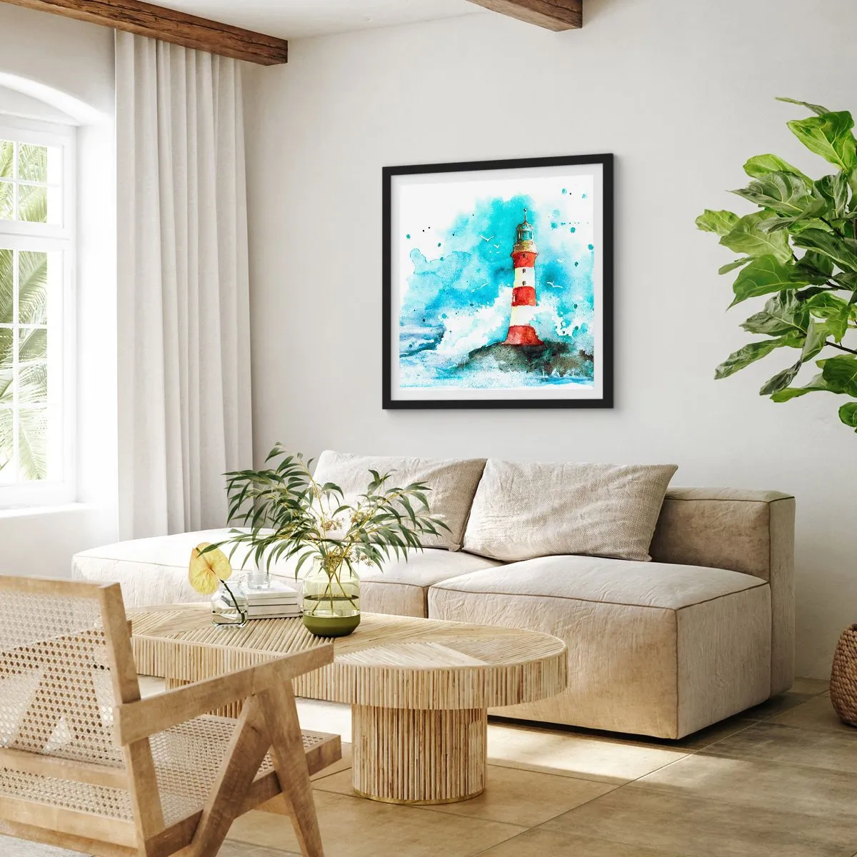 Poster in einem schwarzem Rahmen - Einheit der Elemente - 40x40 cm