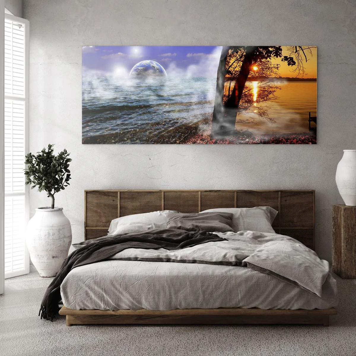 Glasbild - Bild auf glas - Surreale Landschaft - Einheit der Natur - 90x30 cm