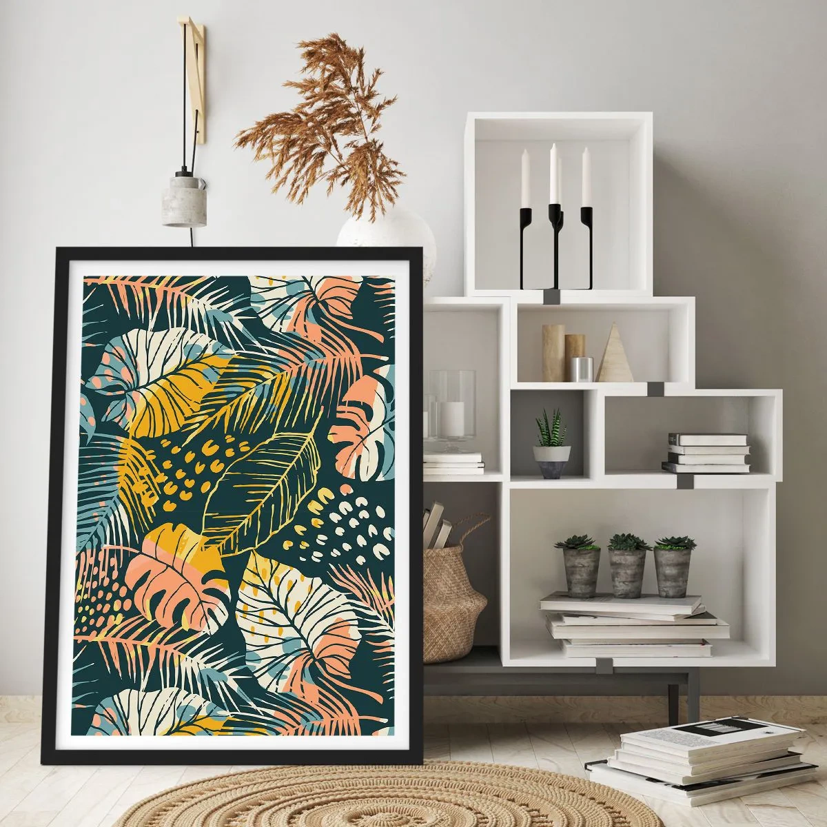 Poster in einem schwarzem Rahmen - Grüne Fantasie - 61x91 cm