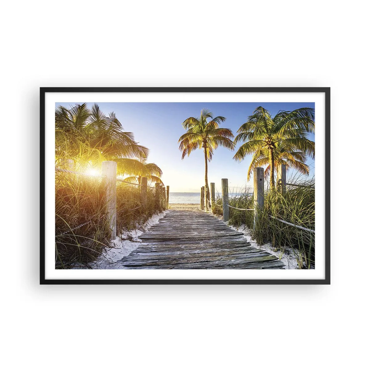 Poster in einem schwarzem Rahmen - Direkt ins Paradies - 91x61 cm