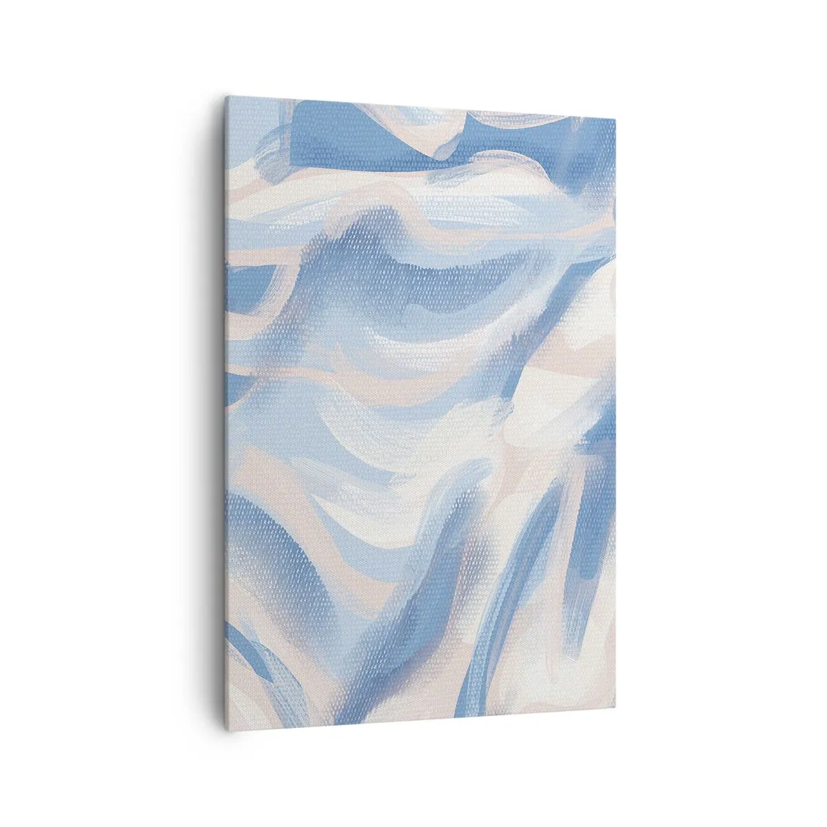 Bild auf Leinwand - Leinwandbild - Abstrakte Pinselstriche in Blau- und Beigetönen - 70x100cm - Blaue Wellen - Moderne Wanddekoration für Wohnzimmer und Schlafzimmer ARTTOR