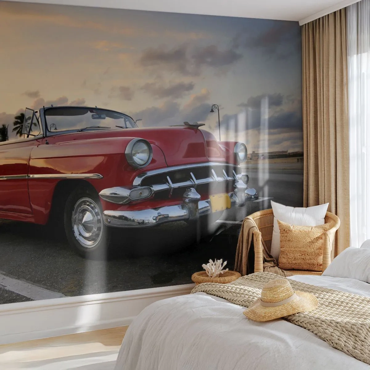 Selbstklebende Fototapete Deluxe Sticker - Die rote Hitze der Tropen - Auto, Automobil, Jahrgang - 250x175 cm