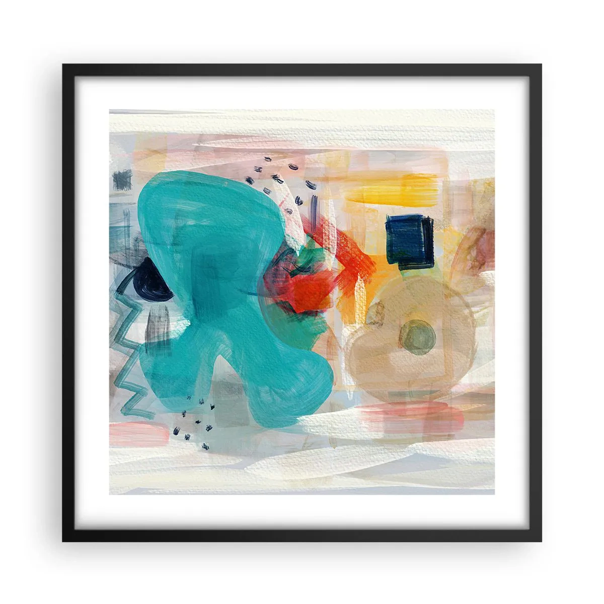 Poster in einem schwarzem Rahmen - Buntes Spiel - 50x50 cm