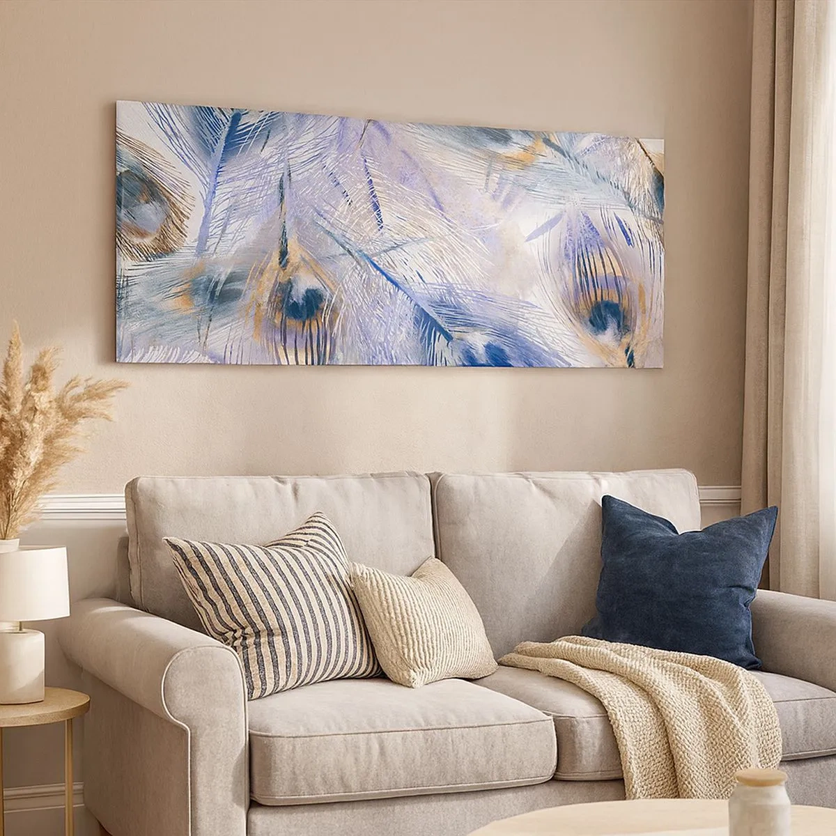 Bild auf Leinwand - Leinwandbild - Pfau-Komposition - 100x40 cm
