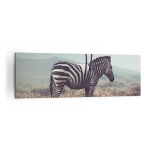 Bild auf Leinwand - Leinwandbild - Ein surreales Zebra vor einer grasbewachsenen Landschaft - 160x50cm - Achtung! Fehler - Moderne Wanddekoration für Wohnzimmer und Schlafzimmer ARTTOR