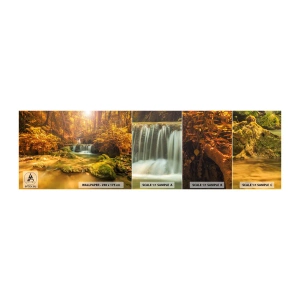 Fototapeten Muster Selbstklebend Deluxe Sticker - Waldkaskade in Gold - Landschaft, Wasserfall, Thailand - 100x30 cm