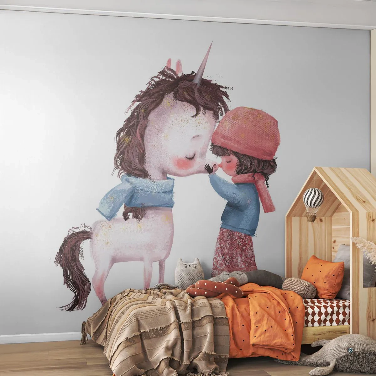 Fototapete Premium Canvas - Ein Wintermärchen - Für Kinder, Einhorn, Mädchen - 450x315 cm
