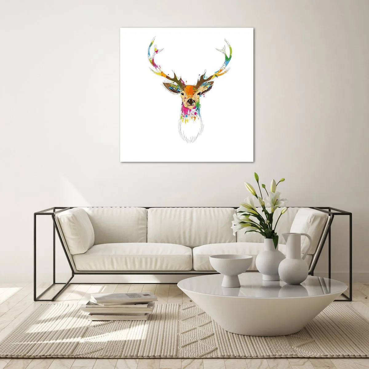 Glasbild - Bild auf glas - Ein mildes Reh in Farbe getaucht - 70x70 cm