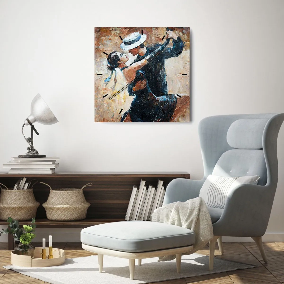 Wanduhr - Glasuhr - A la Rudolf Valentino - 30x30 cm