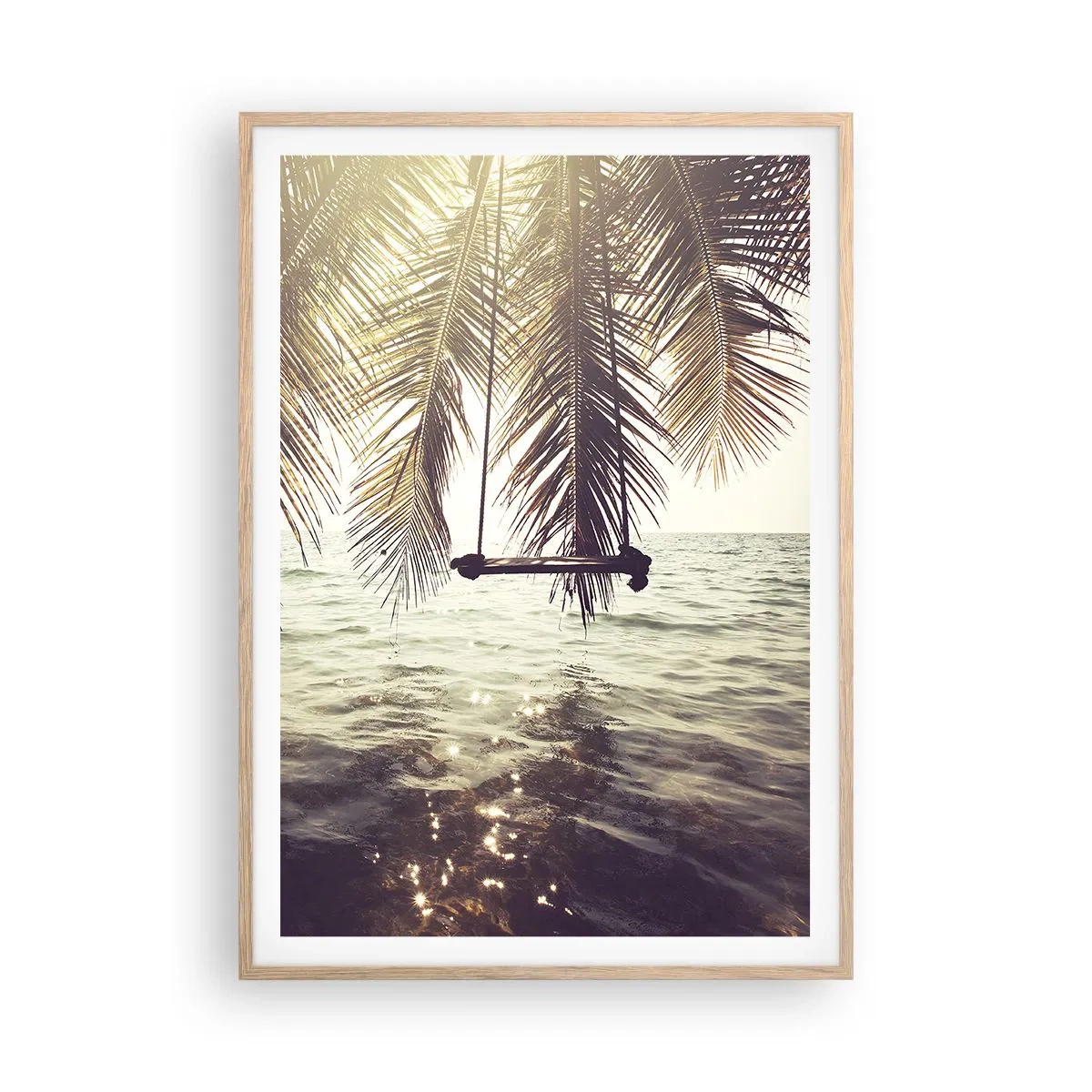 Poster in einem Rahmen aus heller Eiche - Sie können nach Belieben in den Wolken schwingen - 70x100 cm