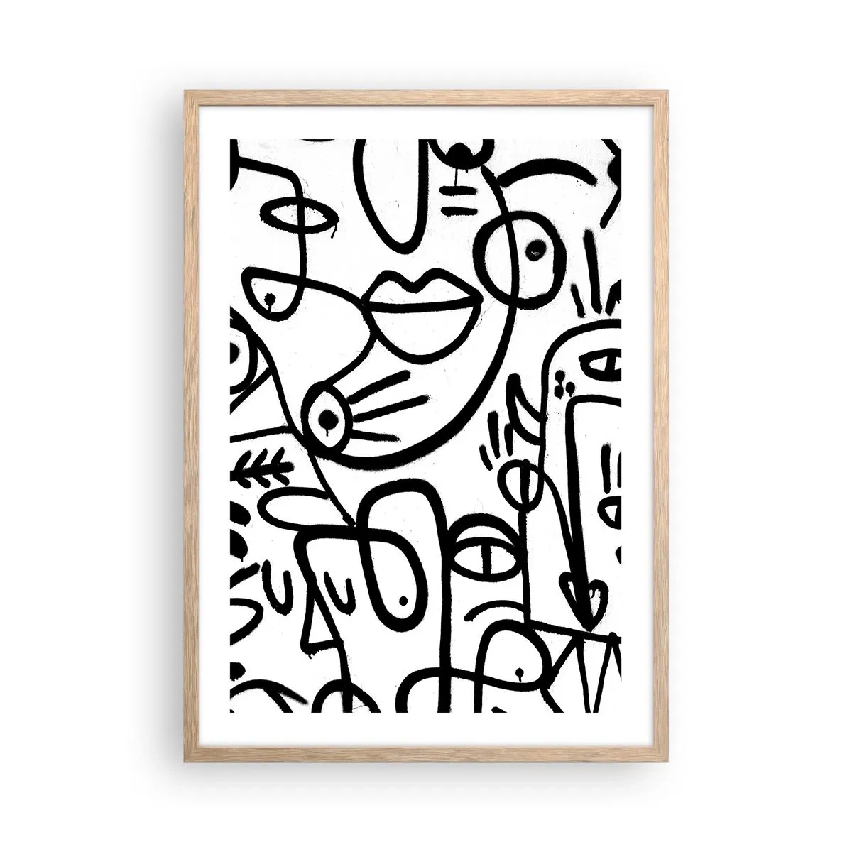 Poster in einem Rahmen aus heller Eiche - Gesichter und Luftspiegelungen - 50x70 cm