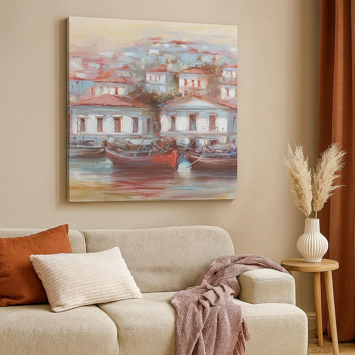 Bild auf Leinwand - Leinwandbild - Glückliche Stadt - 30x30 cm