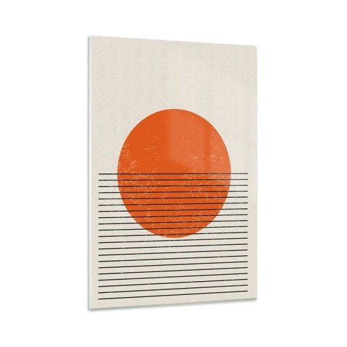 Glasbild - Bild auf glas - Minimalistische Sonne mit geometrischen Linien - 80x120cm - Immer die Sonne - Moderne Wanddekoration für Wohnzimmer und Schlafzimmer ARTTOR