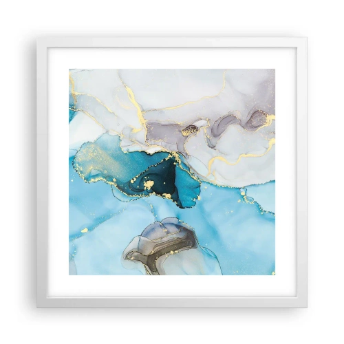 Poster in einem weißen Rahmen - Eine Studie über das Zusammentreffen von Grau und Türkis - 40x40 cm