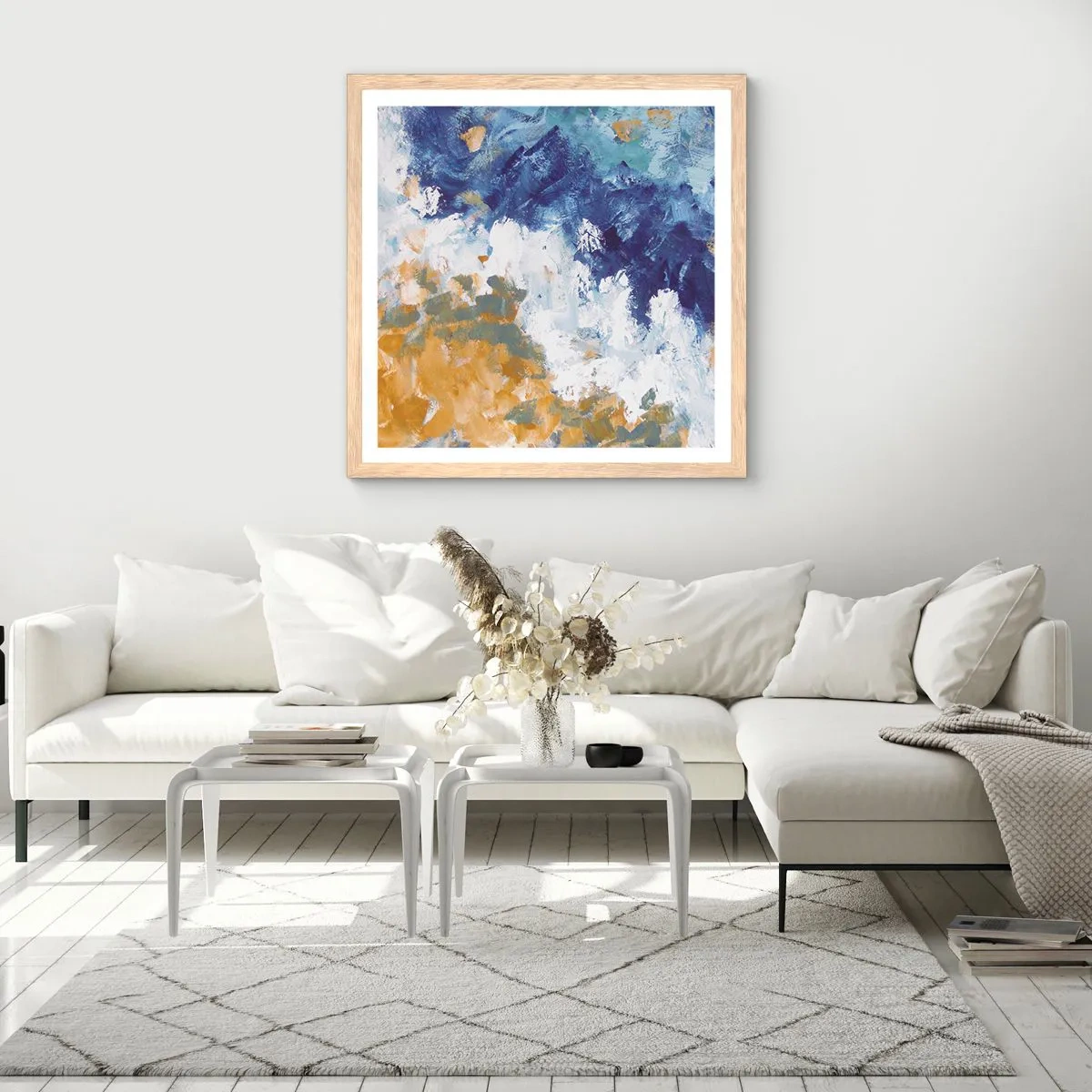 Poster in einem Rahmen aus heller Eiche - Tanz der Naturelemente - 40x40 cm